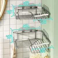 Étagère d'angle de salle de bain à 2 niveaux en bambou naturel avec rangement en acier inoxydable et armoire murale en plastique