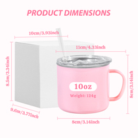 Gobelet isotherme personnalisé avec logo, 10 oz, intérieur en acier inoxydable, extérieur en plastique, avec poignée, pour les voyages, le camping, le bureau