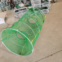 Trampa Plegable de Resorte Directa de Fábrica, Red de HDPE, Alambre de Acero, Jaula para Pesca de Cangrejos, Recipientes para Cebo, Negra 70x110cm