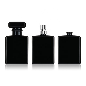 Botella de <span class=keywords><strong>Perfume</strong></span> rectangular personalizada para <span class=keywords><strong>mujer</strong></span>, espray vacío de lujo, color negro, 30ml, 50ml, 100ml - Product Image 1