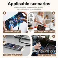 Chargeur de téléphone 240W, câble en silicone détachable, support universel, type-C, angle 90°, transfert de données 480 Mbps