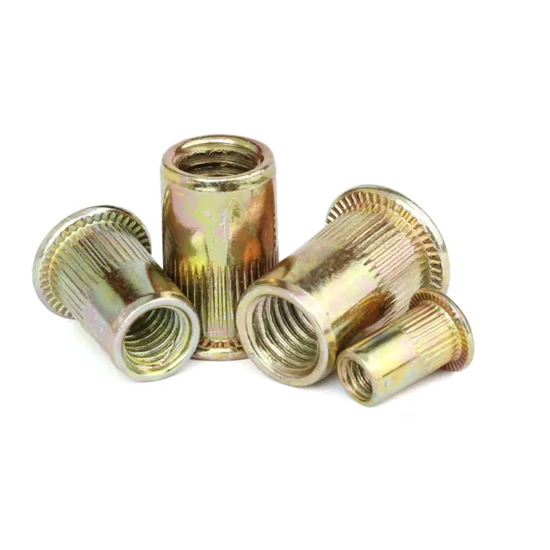 Carbon Steel Blind Rivet Nut Flat Head Insert Nut Color Zinc Plated M10 Nutsert With Knurled
