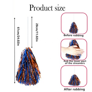 <span class=keywords><strong>Blue</strong></span> Orange 500 <span class=keywords><strong>Plastic</strong></span> Streamers Rooter Poms Cheerleading Shakers <span class=keywords><strong>Pom</strong></span> Poms con mango de palo largo - Product Image 4