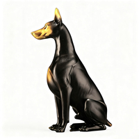 Sculpture de Doberman en bronze sculpté de style nordique moderne, artisanat métallique, ornement d'entrée, statue