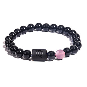 Pulsera Elástica <span class=keywords><strong>de</strong></span> Moda con Cuentas <span class=keywords><strong>de</strong></span> Ojo <span class=keywords><strong>de</strong></span> Tigre y Ágata <span class=keywords><strong>de</strong></span> Colores Mixtos con los Doce Signos del Zodiaco para Accesorios Masculinos - Product Image 6