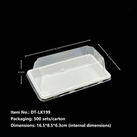 Boîte d'emballage alimentaire transparente jetable en PET avec couvercle blanc transparent pour la pâtisserie, gâteau, chocolat, plateau rectangulaire