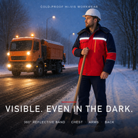 Ensemble de vêtements de travail d'hiver épais et chaud avec bande réfléchissante, résistant à l'usure, blocs de couleur, pour usine, réparation automobile, vente en gros, logo personnalisé