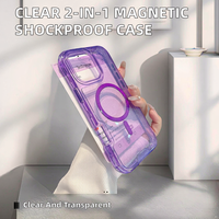 Coques de téléphone portable antichoc à chargement sans fil en PC+TPU transparent 2-en-1 avec armure magnétique et finition époxy pour 11-16 Pro Max