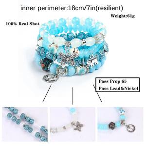 Venta al por mayor Retro bohemio acrílico cuentas joyería mariposa elefante encanto pulsera con colgantes para niña - Product Image 4
