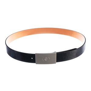Cinto masculino preto de alta qualidade, estilo casual personalizado, com fivela de placa. - Product Image 2