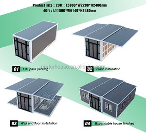 <span class=keywords><strong>Maison</strong></span> préfabriquée extensible en conteneur, micro-<span class=keywords><strong>maison</strong></span> familiale mobile modulaire avec panneaux solaires, <span class=keywords><strong>maison</strong></span> pliable portable de 20 pieds - Product Image 6