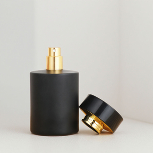 Clear Matte Blue Color Glass square Oil Pump Perfume Spray Bottle for Liquid <b>Foundation</b> with square Round Black White Gold Lid - Product Image 2