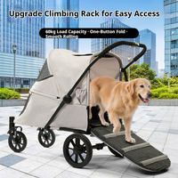 Chariot pliable 4 roues en acier carbone et tissu Oxford imperméable pour animaux de compagnie, facile à transporter, idéal pour chiens et chats en extérieur – Vente chaude transfrontalière
