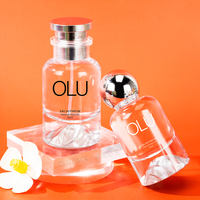 Bouteille de parfum en verre rechargeable vide de luxe transparente personnalisée avec boîte de forme ronde à fond épais de 30ml 50ml 100ml
