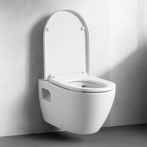 Inodoro de Lujo Blanco Suspendido en la Pared, Cerámico, Compacto, Ahorra Espacio, con Asiento, Tanque Oculto, Diseño Elegante de Estilo Europeo - Product Image 4