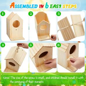 Modern çiftlik DIY ahşap Birdhouse 4-Pack kapalı açık ev erkek ve kız için duvar süsü kiti hediye ahşap kuş evi - Product Image 3