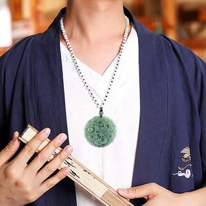 หยกธรรมชาติจี้หยกมังกรจีนสไตล์จีนสีเขียว UNISEX เครื่องประดับของขวัญพร้อมใบรับรอง LP19 - Product Image 5