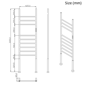 <strong>Free</strong> <strong>Standing</strong> Electric <strong>Towel</strong> Warmer 304 Stainless Steel Brushed Brass Gold with 9 <strong>Heated</strong> <strong>Rails</strong> Vertical <strong>Heated</strong> <strong>Towel</strong> Rack - Product Image 6