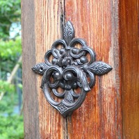 Battant de porte antique en fonte, couleur rouille, design rétro, décoration de vacances, cadeau de collection, forme irrégulière, villa