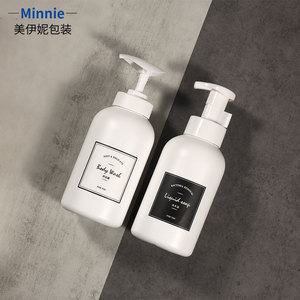 White Hdpe Plastic <b>Bottles</b> 300ml Shower Gel <b>Bottle</b> 500ml Shampoo <b>Pump</b> <b>Bottle</b> With Lotion <b>Pump</b> For Daily Care Products - Product Image 2