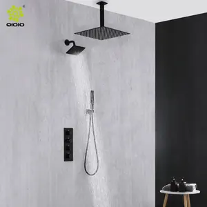 Kaiping Factory Sale Luxurious Bathroom Gold 3-function Thermostatic Ceiling Shower Head Concealed Rainfall Shower Set