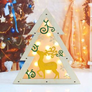 Factory Wholesale Wooden Material Christmas Hanging Ornament Decoration Warm White <b>LED</b> <b>Light</b> - Product Image 3