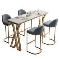 Table de bar moderne Meuble dessus en marbre Rectangle métal industriel Bistro Bar Table d'événement Table de hauteur Bar à vin