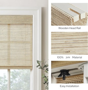 Persianas Romanas de Yute con Resorte, Diseño Nuevo, Filtrado de Luz Natural, Estilo Veneciano, para Interiores y Exteriores, Manuales, sin Cable, para Ventanas - Product Image 5