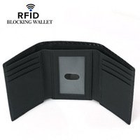Dompet Pria RFID Kapasitas Besar Motif Lipat Bergaris untuk E-commerce Lintas Batas, Multi-kartu untuk Pria