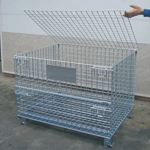 DJ 산업용 스토리지 쌓을 수있는 접이식 와이어 메쉬 용기 접을 수있는 팔레트 케이지 자동차 부품 용 플라스틱 시트 - Product Image 3