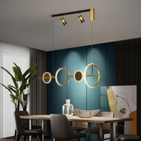 Lampe suspendue LED linéaire géométrique moderne en acier doré, style nordique classique, pour îlot de cuisine et table à manger (vente en gros)