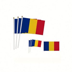 High Quality 100% Polyester Custom Printing Blue Yellow Red Romania Country Hand Held <b>Flag</b> Mini Hand Waving <b>Flag</b> - Product Image 2