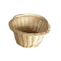 Panier de rangement rond en saule tressé, style moderne, écologique, avec poignée pliable pour le stockage des aliments
