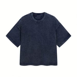 Men Blank Vintage Knitted T-shirt 275gsm Heavyweight 100% Cotton Acid Washed Oversized T-shirt - Product Image 5