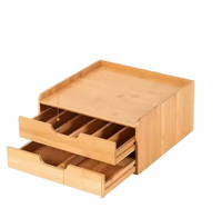 Organisateur de capsules de café en bambou minimaliste moderne, boîte de rangement en bois à double tiroir, base de machine à café pour comptoir
