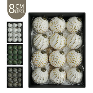 Juego de 12 Adornos Navideños Modernos Hechos a Mano y Ecológicos de 8 cm, Decoraciones Colgantes en Caja, Adornos para Árboles, Decoración Navideña para el Hogar - Product Image 4