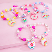 Nouveauté : Collier pour petite fille, collier princesse mignon, collier avec pendentif fleur couleur bonbon