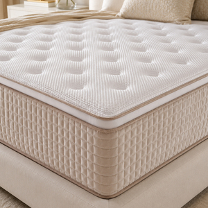Matelas hybride à ressorts ensachés et mousse à mémoire de forme, livré en boîte, taille Queen et King, avec revêtement floqué - Product Image 1