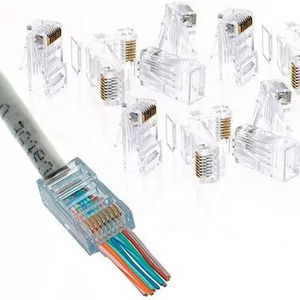 หัวต่อสายแลน RJ45 แบบคริสตัล 6U สำหรับสาย Cat5 Cat5e Cat6 อีเธอร์เน็ต แลน วัสดุทองแดงและพลาสติก - Product Image 4