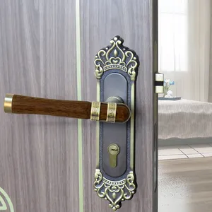 Interior Sandalwood Red Classic Style Luxury Antique Brass Security Door Lever Handles Rosette Door Handle Lock