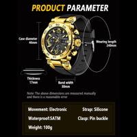 VVS Montre Homme Digital Sport Quartz Dual Analogique Plastique Silicone Lumineux 30M Résistant Eau OEM ODM Low MOQ