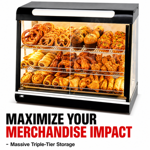 Vitrine chauffante commerciale pour aliments 220V 1.8kW, 3 étagères, chauffe-plats de comptoir pour boulangerie, café, restauration rapide, présentation de snacks - Product Image 3