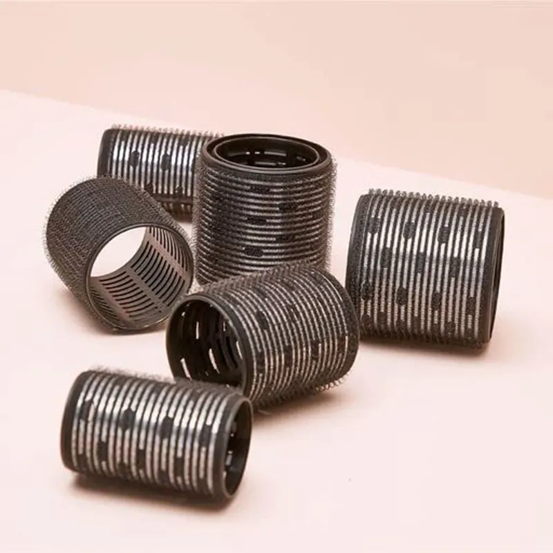 Groothandel Aluminium Thermisch Nylon Haarrollers Set Meerdere Maten Zwart Zelfgrip Haarrollers Voor Lang En Kort Haar