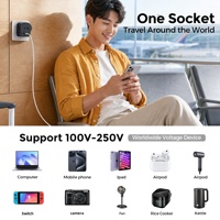 Adaptateur de voyage universel Worldplug 65W 4 en 1, prise US vers le monde entier, chargeur de voyage international avec 2 ports Type C et 1 port USB