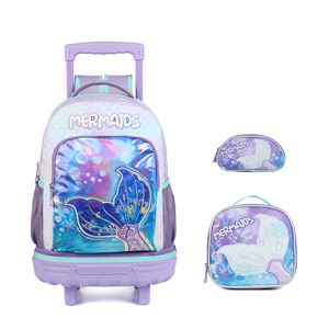 Mermaid Rolling Girls <span class=keywords><strong>Mochila</strong></span> Juegos DE EQUIPAJE DE VIAJE Dibujos animados Estudiante Escuela Trolley Bolsas para niñas - Product Image 1