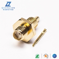 Conector impermeable hembra SMA Hexagonal grande chapado en oro de cobre completo Conectores RF coaxiales RG178 prensados