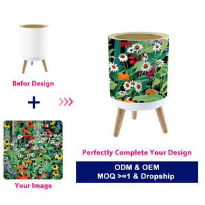 Petite poubelle ronde cylindrique imprimée personnalisée avec couvercle mobilier de maison personnalisé pour bureau cuisine salle de bain décor - Product Image 2