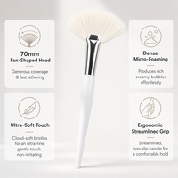 Brosse Nettoyante Visage en Forme d'Éventail, Poils Synthétiques Doux, Brosse à Mousse pour Nettoyage du Visage, Logo Personnalisé OEM, Vente en Gros