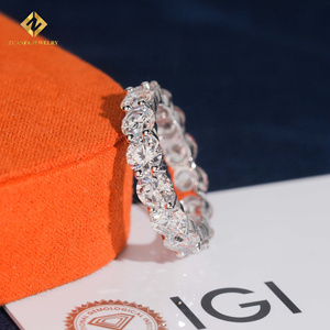 Anillo de Eternidad de Lujo con una Hilera de Diamantes de Laboratorio de 5MM, Chapado en Rodio S925, Forma Redonda, Certificado IGI - Product Image 1