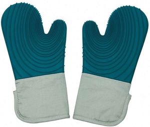 New <b>Silicone</b> Oven Mitts Thickened <b>Silicone</b> Kitchen Gloves Heat Insulation Non-slip Microwave Oven Mitts Lined Cotton Gloves BBQ - Product Image 1